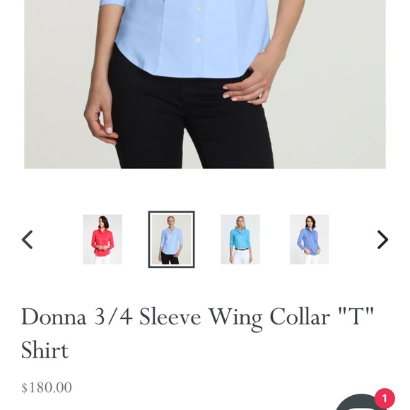 Hinson Wu - Donna 3/4 Sleeve Wing Collar "T" Shirt - Picture 6 of 6